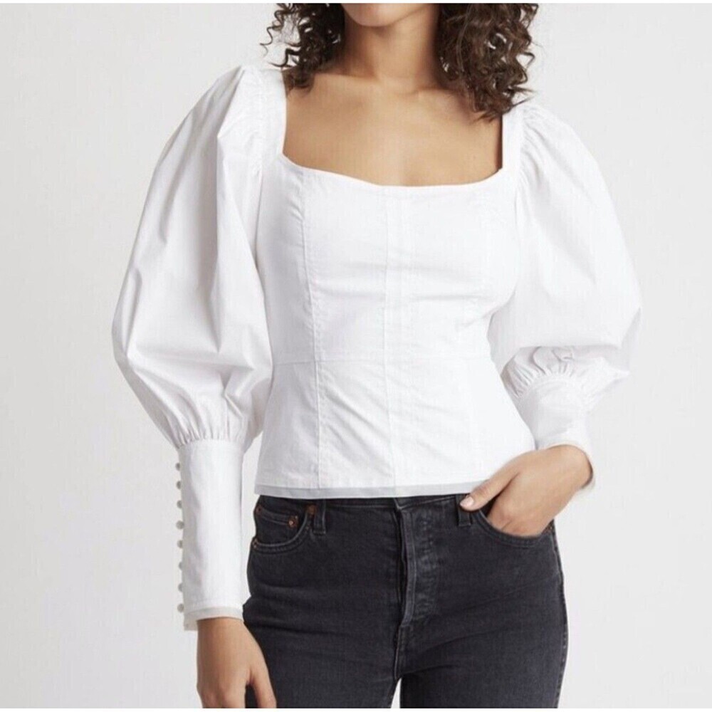 New Choosy Priscilla Women White Top S Puff‎ Sleeve Medieval Festival Romantic